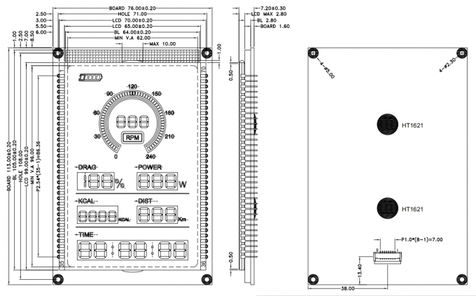 COG Segment LCD Module for Thermostats with HT1621 IC